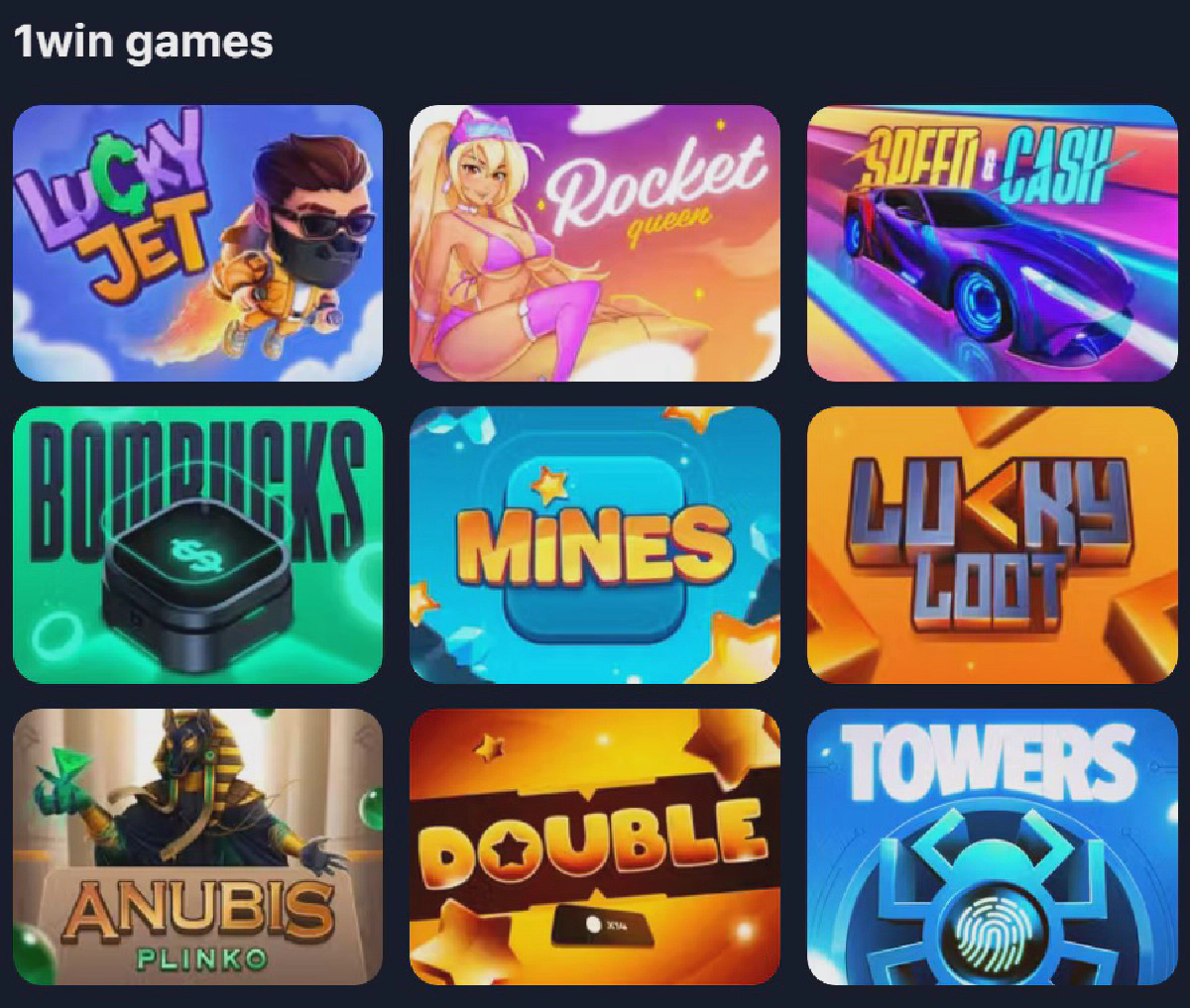 1win Available games