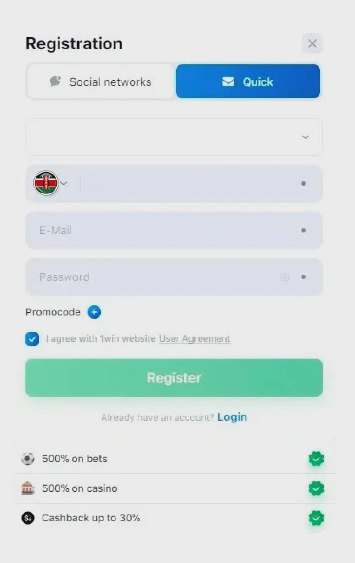1win Registration